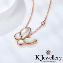 將圖片載入圖庫檢視器 Moissanite Mother-of-pearl Butterfly Necklace莫桑石天然白貝母蝴蝶頸鏈