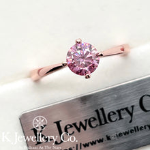 Load image into gallery viewer Moissanite Four Claws Love Ring custom pink moissanite ring