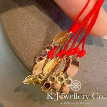 將圖片載入圖庫檢視器 Diamond 18K Gold 0.1ct Bezel Bracelet 18K天然鑽石10分圓鑲紅繩/K金手鏈