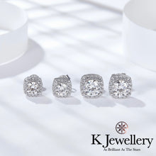 將圖片載入圖庫檢視器 Moissanite Square Paved Earrings莫桑石方型圍鑲耳釘