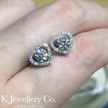 Load image into gallery viewer Moissanite Heart Full Paved Ear Studs Moissanite Heart Earrings