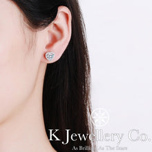 Load image into gallery viewer Moissanite Heart Shape Halo Ear Studs Moissanite Heart Shape Halo Ear Studs