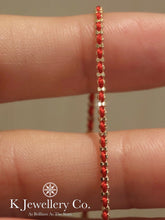 Load image into gallery viewer 18K Gold Red Bracelet 18K gold braided red rope bracelet