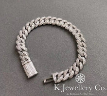 Load image into gallery viewer Moissanite Full Paved Cuban Chain Bracelet Moissanite Full Paved Cuban Solid Bracelet