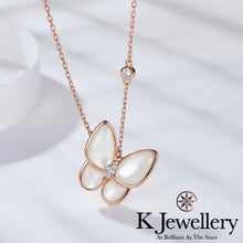 將圖片載入圖庫檢視器 Moissanite Mother-of-pearl Butterfly Necklace莫桑石天然白貝母蝴蝶頸鏈