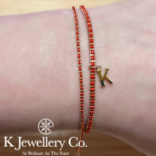 Load image into gallery viewer 18K Gold Red Bracelet 18K gold braided red rope bracelet