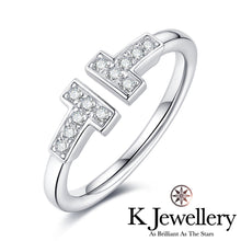 Load image into gallery viewer Moissanite Double T Ring Moissanite Double T Ring