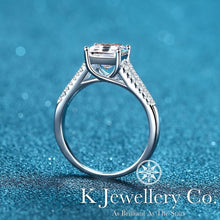 將圖片載入圖庫檢視器 Moissanite Asscher Cut Paved Ring 莫桑石方型阿斯切微鑲戒指
