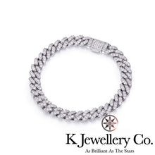 Load image into gallery viewer Moissanite Full Paved Cuban Chain Bracelet Moissanite Full Paved Cuban Solid Bracelet