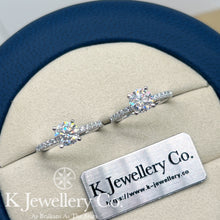 將圖片載入圖庫檢視器 Moissanite Four Claws paved Ring 莫桑石四爪全石戒指