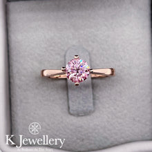 Load image into gallery viewer Moissanite Four Claws Love Ring custom pink moissanite ring
