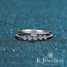 將圖片載入圖庫檢視器 Moissanite 0.1ct Double Ring Set 莫桑石疊戴小清新套裝戒