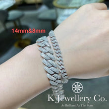 Load image into gallery viewer Moissanite Full Paved Cuban Chain Bracelet Moissanite Full Paved Cuban Solid Bracelet