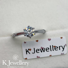 Load image into gallery viewer Moissanite Ring Museum Round Moissanite Six-Prong Diamond Ribbon Style