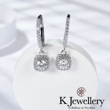 將圖片載入圖庫檢視器 Moissanite Square Shape Ear Hooks 莫桑石方型圍鑲耳圈
