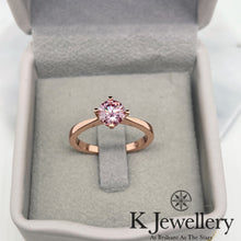 Load image into gallery viewer Moissanite Four Claws Love Ring custom pink moissanite ring