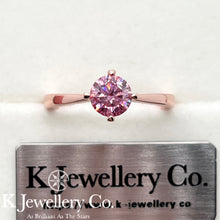 Load image into gallery viewer Moissanite Four Claws Love Ring custom pink moissanite ring