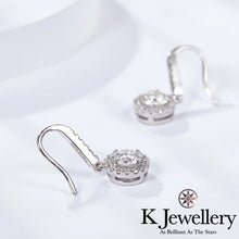 將圖片載入圖庫檢視器 Moissanite Halo Ear Hooks 莫桑石圓型圍鑲耳鈎