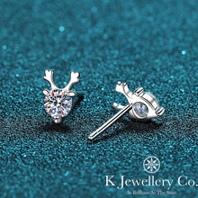 將圖片載入圖庫檢視器 Moissanite Deer Earrings