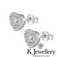 Load image into gallery viewer Moissanite Heart Full Paved Ear Studs Moissanite Heart Earrings