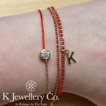 Load image into gallery viewer 18K Gold Red Bracelet 18K gold braided red rope bracelet
