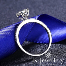 Load image into gallery viewer Moissanite Four Claws Paved Ring 1CT Moissanite Four Claws Paved Ring