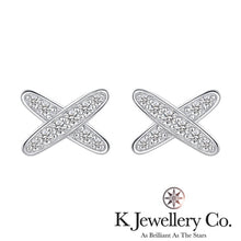 將圖片載入圖庫檢視器 Moissanite Cross Ear Studs 莫桑石交叉耳釘