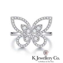 將圖片載入圖庫檢視器 Moissanite Butterfly Paved Ring 莫桑石全石蝴蝶戒指