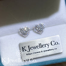 Load image into gallery viewer Moissanite Heart Full Paved Ear Studs Moissanite Heart Earrings