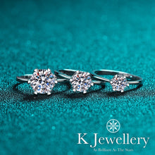 Load image into gallery viewer Moissanite Six Heart Prong Ring Moissanite heart-shaped six-prong ring