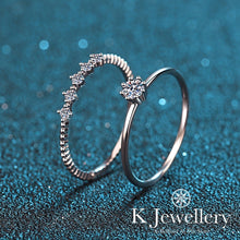 將圖片載入圖庫檢視器 Moissanite 0.1ct Double Ring Set 莫桑石疊戴小清新套裝戒