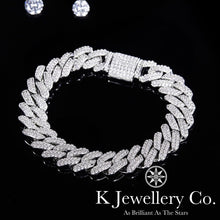 Load image into gallery viewer Moissanite Full Paved Cuban Chain Bracelet Moissanite Full Paved Cuban Solid Bracelet