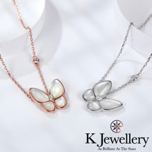 將圖片載入圖庫檢視器 Moissanite Mother-of-pearl Butterfly Necklace莫桑石天然白貝母蝴蝶頸鏈