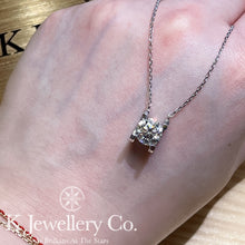 Load image into gallery viewer Moissanite Horns Necklace moissanite hollow high setting four prong necklace