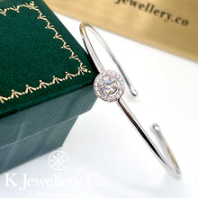 Load image into gallery viewer Moissanite Classic Round Halo Bangle Moissanite round bracelet