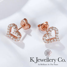 Load image into gallery viewer Moissanite Heart Ear Studs Moissanite love hollow earrings