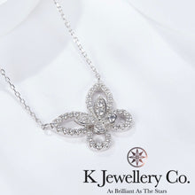 Load image into gallery viewer Moissanite Butterfly Silhouette Necklace Moissanite Phantom Butterfly Necklace