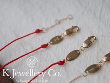 將圖片載入圖庫檢視器 Diamond 18K Gold 0.1ct Bezel Bracelet 18K天然鑽石10分圓鑲紅繩/K金手鏈