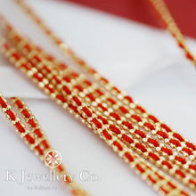 Load image into gallery viewer 18K Gold Red Bracelet 18K gold braided red rope bracelet