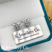 Load image into gallery viewer Moissanite Snowflake Ear Studs Moissanite surrounding stone snowflake earrings