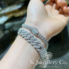 Load image into gallery viewer Moissanite Full Paved Cuban Chain Bracelet Moissanite Full Paved Cuban Solid Bracelet