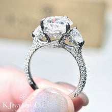 將圖片載入圖庫檢視器 Moissanite 5ct+1.72ct Pear Brilliant Ring 莫桑石華麗5卡+1.72卡水滴型愛心戒指
