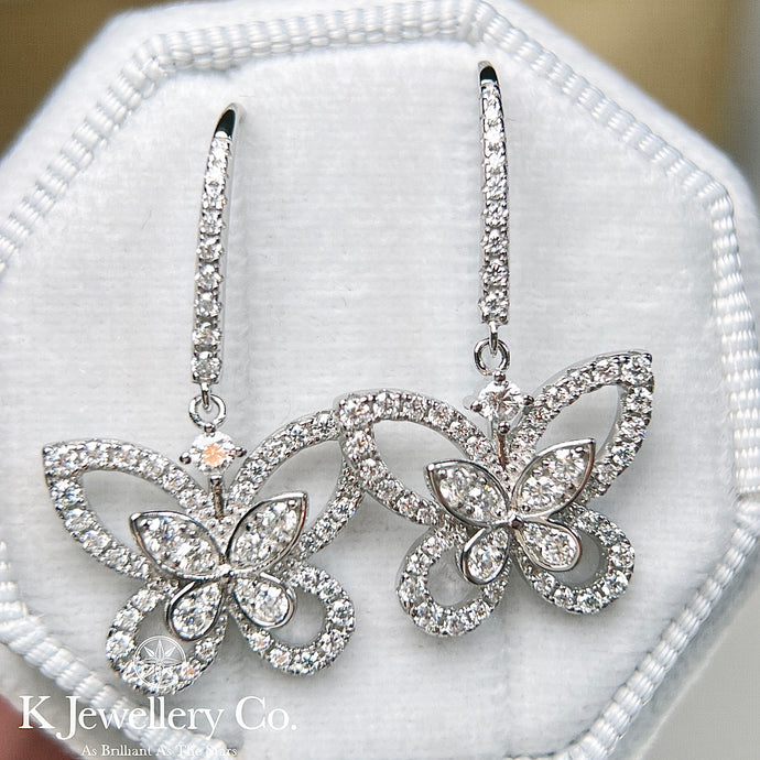 Moissanite Butterfly Silhouette  Earrings 全莫桑石幻影蝴蝶耳環