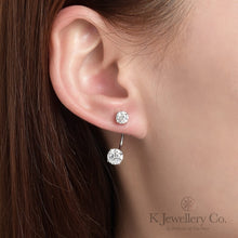 Load image into gallery viewer Moissanite 2 Ways Earrings Moissanite Two Ways Earrings 
