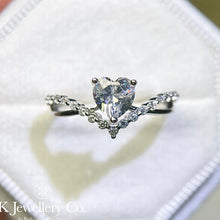 Load image into gallery viewer Moissanite Heart V-Crown Ring Moissanite Heart V-Crown Ring
