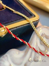 將圖片載入圖庫檢視器 Diamond 18K Gold 0.1ct Cuba Bracelet 18K天然鑽石10分紅繩古巴手鏈
