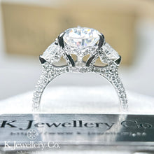 將圖片載入圖庫檢視器 Moissanite 5ct+1.72ct Pear Brilliant Ring 莫桑石華麗5卡+1.72卡水滴型愛心戒指
