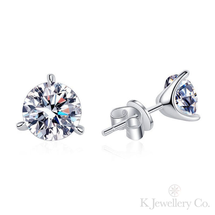 Moissanite Three Prong Earrings 莫桑石清高鑲三爪耳環
