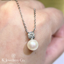 Load image into gallery viewer Moissanite Pearl Necklace Moissanite natural freshwater pearl necklace
