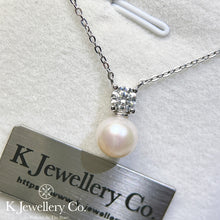 Load image into gallery viewer Moissanite Pearl Necklace Moissanite natural freshwater pearl necklace
